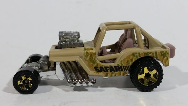 2010 Hot Wheels Race World Jungle Custom '42 Jeep CJ-2A Beige Tan Die Cast Toy Car Vehicle - Treasure Valley Antiques & Collectibles