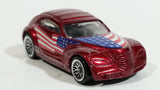 2002 Hot Wheels Star Spangled Chrysler Pronto Red USA Flag Draped Die Cast Toy Car Vehicle