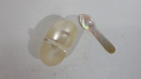 Very Pretty Carved Mother of Pearl Small Caviar Basket Holder with Spoon