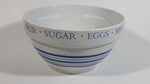 Flour Sugar Milk Eggs White Blue Lined Large Ceramic Mixing Bowl - Treasure Valley Antiques & Collectibles