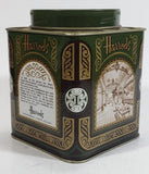 Vintage Hard to Find Harrods Green and Golden Clock in Tin Metal Container Made in Knightsbridge, London, England