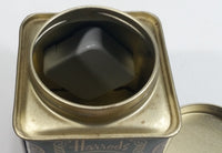 Vintage Hard to Find Harrods Green and Golden Clock in Tin Metal Container Made in Knightsbridge, London, England
