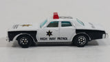 1980s Yatming Dodge Monaco Sheriff Highway Patrol 18 Police Cop White Black Die Cast Toy Car Emergency Rescue Vehicle - Treasure Valley Antiques & Collectibles