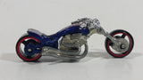 2008 Hot Wheels Customizers Corner Shop Blast Lane Motorcycle Dark Metalflake Blue Die Cast Toy Motorbike Vehicle - Treasure Valley Antiques & Collectibles