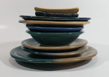 9 Piece Naramata / Penticton, British Columbia Blue Aqua Beige Pottery Dish Set - Stamped