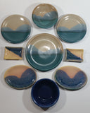 9 Piece Naramata / Penticton, British Columbia Blue Aqua Beige Pottery Dish Set - Stamped