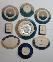 9 Piece Naramata / Penticton, British Columbia Blue Aqua Beige Pottery Dish Set - Stamped