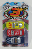 Greenbrier International DTSC Imports Package of 3 Die Cast Toy Race Car Vehicles Yellow, Red, Blue - Treasure Valley Antiques & Collectibles