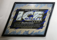 1993 Budweiser Cold Filtered Ice Draft Beer Black, Blue and White Slanted Pub Mirror 23" x 26" Anheuser-Busch - Treasure Valley Antiques & Collectibles