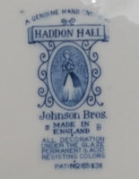 Vintage Johnson Bros "Haddon Hall" Blue and White 9" Round Ceramic Plate