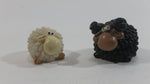 Very Cute Micro Mini Tiny Black and White Sheep Resin Figurines Set of 2