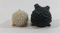 Very Cute Micro Mini Tiny Black and White Sheep Resin Figurines Set of 2