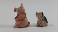 Very Cute Micro Mini Tiny Pink Pigs Resin Figurines Set of 2