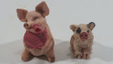 Very Cute Micro Mini Tiny Pink Pigs Resin Figurines Set of 2