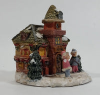 Winter Snow Village School Schoolhouse Building with Kids In Front Decorative Resin Ornament