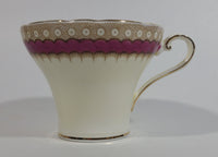 Antique c. 1934 Aynsley Bone China Maroon Red and Gold Floral Tea Cup & Saucer Set - Rare Mixed Flower Pattern