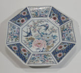 Vintage Japanese Bird and Flower Themed Blue and White Colored Octagon Shaped Plate - Treasure Valley Antiques & Collectibles