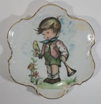 Vintage Norcrest Fine China Boy with Trumpet and a Bird on His Finger Decorative Hanging Wall Plate P-336