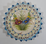 Vintage Portugal Floral Flowers Hand Painted Decorative Ceramic Plate - Signed and Numbered