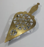 Vintage Ornate Spade Style Brass Hot Plate Pot Holder Metalware Collectible - Treasure Valley Antiques & Collectibles