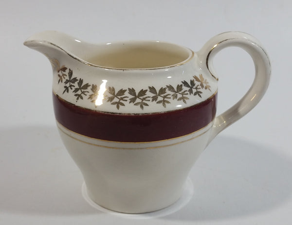 Vintage Royal Harvey Staffordshire England Maroon Red Ornate Gold Trim Milk Cream Jug - Numbered 504