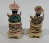 Vintage Emperor and Empress Highly Detailed Carved Resin Ivory Look Figurines Set