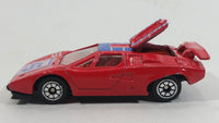 Rare Vintage Yatming Style Lamborghini Countach #45 Red Die Cast Toy Exotic Car Vehicle with Opening Rear Hood Made in Hong Kong