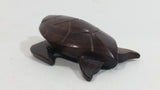 Dark Brown Colored Small Turtle Tortoise Wood Carved Animal Figure