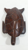 Dark Brown Colored Small Turtle Tortoise Wood Carved Animal Figure
