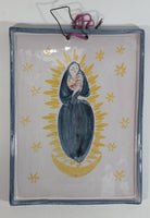 Vintage Maja Mexico Hand Painted Mary and Baby Jesus Themed Rectangular Shaped Glazed Pottery Wall Plate
