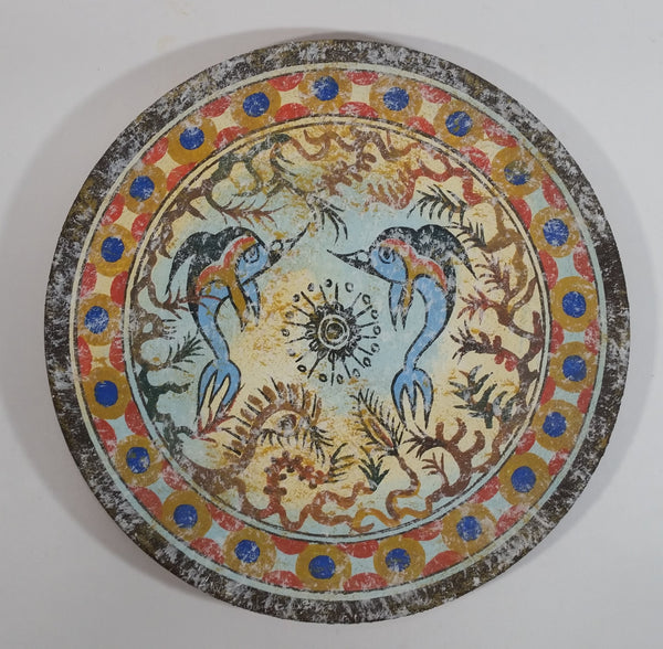 Ancient Greek Mythical Dolphin Creatures Pottery Plate Hand Made Museum Copy