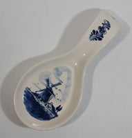 Vintage Crown Delft Blue Hand Painted Dutch Windmill Decor Ceramic Spoon Rest Made in Holland Numbered - Treasure Valley Antiques & Collectibles