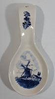 Vintage Crown Delft Blue Hand Painted Dutch Windmill Decor Ceramic Spoon Rest Made in Holland Numbered - Treasure Valley Antiques & Collectibles