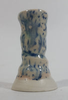 Small Short Blue and White 2 3/4" Hand Made Pottery Candle Holder