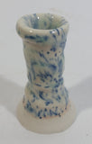 Small Short Blue and White 2 3/4" Hand Made Pottery Candle Holder