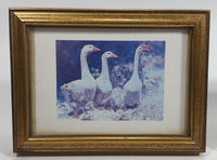 Vintage Dawna Barton "Three's Company Geese" "Three's Company Rabbits" Small Framed Prints - Treasure Valley Antiques & Collectibles