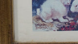 Vintage Dawna Barton "Three's Company Geese" "Three's Company Rabbits" Small Framed Prints
