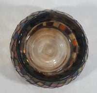 Retired Partylite Global Fusion Mosaic Orange, Pink, Purple, Amber Reflective Glass Tealight Candle Holder - Treasure Valley Antiques & Collectibles