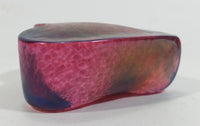 Signed Handmade In Canada Robert Held Iridescent Pink Purple Rainbow Heart Shaped Art Glass with Original Sticker