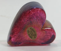 Signed Handmade In Canada Robert Held Iridescent Pink Purple Rainbow Heart Shaped Art Glass with Original Sticker