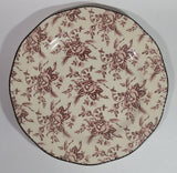 Wood & Sons Cream and Dark Red Colonial Rose Pattern Fine China 10 3/4" Plate