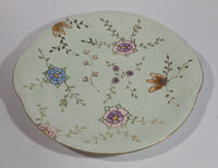 Beautiful 1954 Johnson Bros. Hand Painted Victorian Pattern Light Green with Pink, Purple, Blue Flowers Fine China Serving Platter - Signed J. Greenhow Pattern 1
