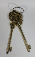 Large 12" Very Heavy Metal Gold Brass Look Skeleton Keys on Large Key Ring Hoop Wall Decor