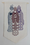 Three Wise Men White Embroidered Christmas Themed Banner On Wooden Stick