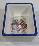 Very Cute Vintage Mole and Skunk Characters Blue Rimmed White Rectangular Candy Dish