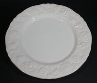 Franco Giroogi by Quadrifoglio White Embossed Roses 10 1/2" Dinner Plate Made in Italy
