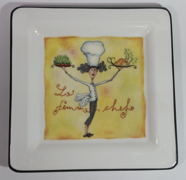 Brunelli Made in Italy "La Femme Chef" Square Pasta Salad Lady Chef 10" Dinner Serving Plate