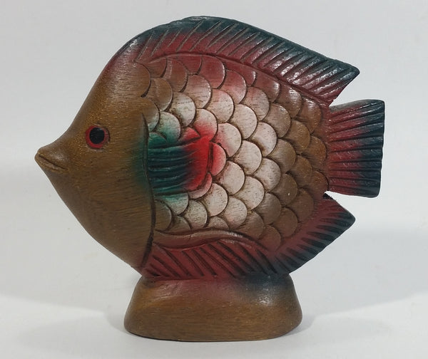 Vintage Hand Painted Hand Carved Tropical Fish Wood Carving