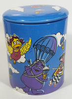 Rare 2002 McDonald's Restaurants Ceramic Round Canister Shaped Sky Blue Cookie Jar