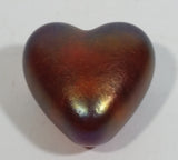 Signed Handmade In Canada Robert Held Iridescent Orange Dark Pink Rainbow Heart Shaped Art Glass with Original Sticker